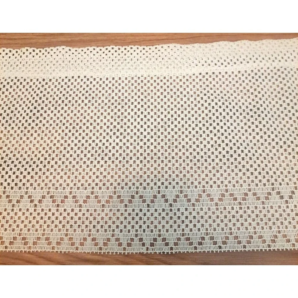 White Knit Lace Window Valance Zig Zag 33x10 Farmhouse Retro Country Cottage